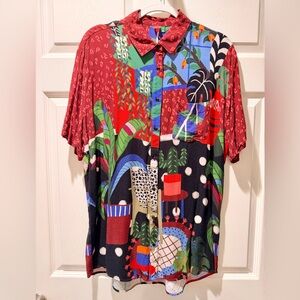 FARM Rio - Tropical Printed Short Sleeve Button Down Shirt